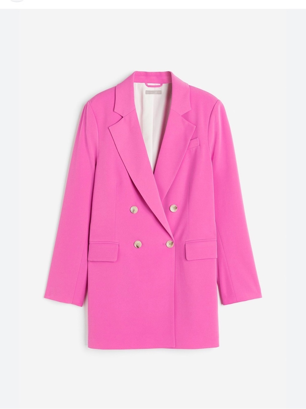 H&M Bright Pink Double-Breasted Blazer Jacket